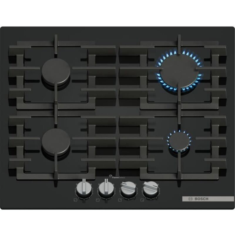 Bosch - Table gaz verre trempé, 60 cm, SER6, verre trempé, fonte (individuel) a PPP6A6I40