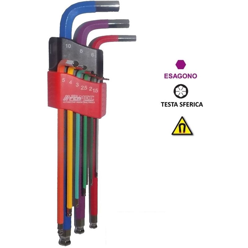 Serie 9 chiavi colorate Fermec 32519 esagonali