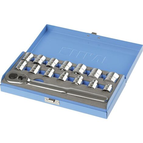 Serie bussole 1/2 a profilo ribassato con cricchetto 8 - 24 mm Fervi sn4e3c015