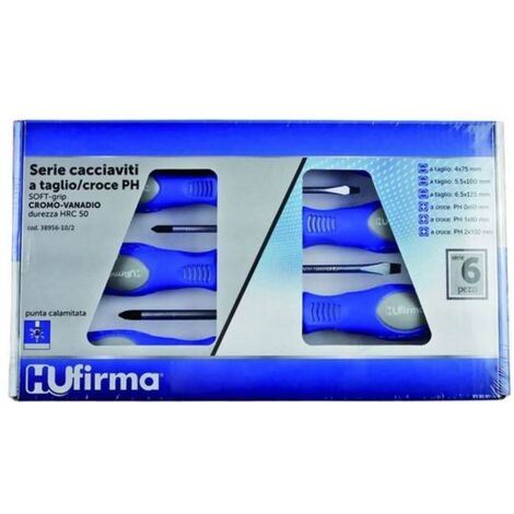 SERIE CACCIAVITI HU-FIRMA CRV TAGLIO/CROCE-PH 6 PEZZI Punta calamitata