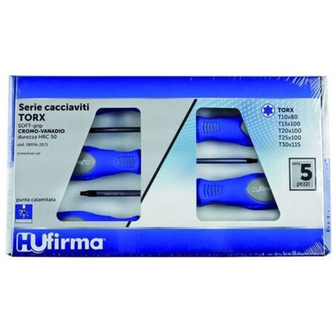 SERIE CACCIAVITI HU-FIRMA CRV TORX 5 PEZZI Punta Calamitata