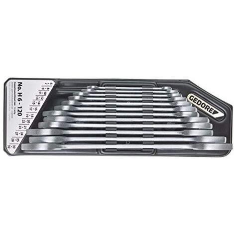 Serie chiavi a forchetta doppia H 6-120 12 pezzi SW6-32mm CV acciaio cromato GEDORE