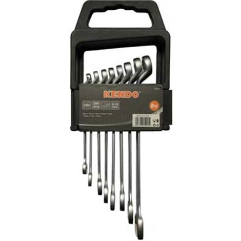 Serie chiavi combinate con supporto kendo 8 pezzi contenuto 8-19 mm
