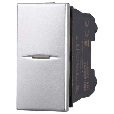 Serie Civile ETTROIT Grigio Compatibile Con Bticino Axolute (Pulsante Assiale 1P)