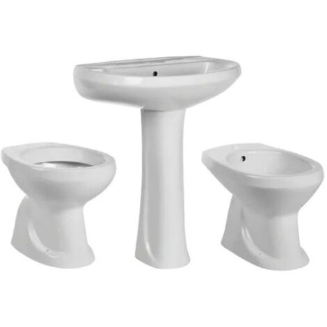 Serie completa tris 4 pezzi in ceramica bianca c/lavabo cm 64 BARBOTTINA