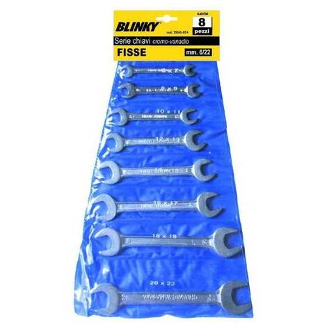 Série de clés fixes Blinky, 8 pièces, chromovanadium, mm 6/22