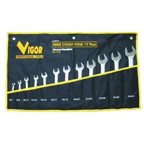 Serie de Llaves Fijas Vigor Crv-Din3110, 12 piezas