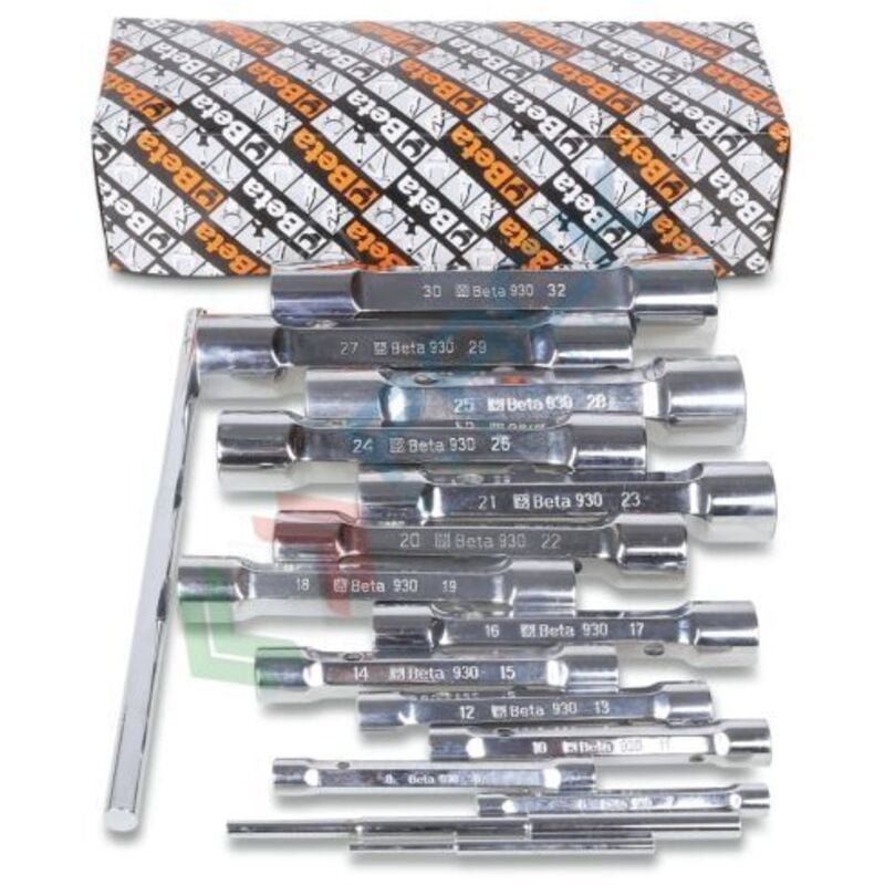 Beta - serie di 13 chiavi a tubo doppie poligonali serie pesante cromate art. 930/S13