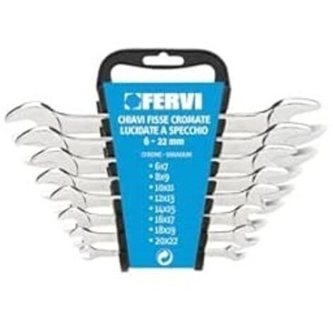 SERIE DI 8 CHIAVI FISSE - FORCHETTA DA 6 A 22 mm AL CROMO VANADIO Art. 0200 FERVI