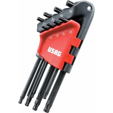 SERIE DI 8 CHIAVI USAG 280 LTSTX/S8 MASCHIO TORX TESTA SNODO BRUNITA