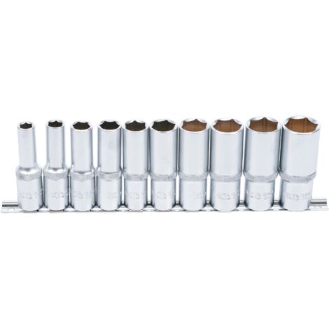 Serie di bussole esagonali, profonde 12,5 mm (1/2") dimensioni in pollici 10 pz.