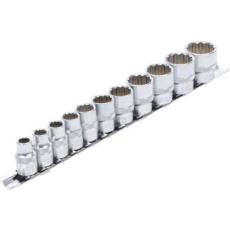 Serie di bussole, poligonali 10 mm (3/8") dimensioni in pollici 11 pz.