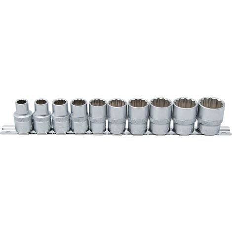 BGS TECHNIC Serie di bussole, poligonali 12,5 mm (1/2") dimensioni in pollici 10 pz.