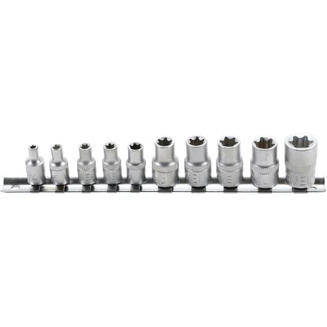 BGS TECHNIC BGS Diy 9548 - Set di chiavi a bussola con profilo E, 6,3 mm (1/4) / 10 mm (3/8) SW E4 – E16 10 pezzi