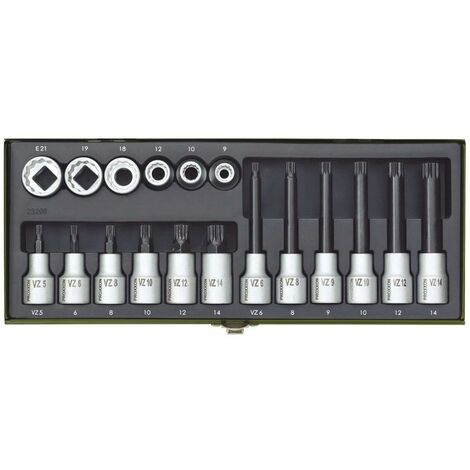 Serie di bussole xzn multidente da 1/2" 18 pz maschio e femmina Proxxon 23296