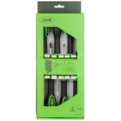 SERIE DI CACCIAVITI DA 6 Pezzi JBM KIT di GIRAVITI TAGLIO E CROCE 54070