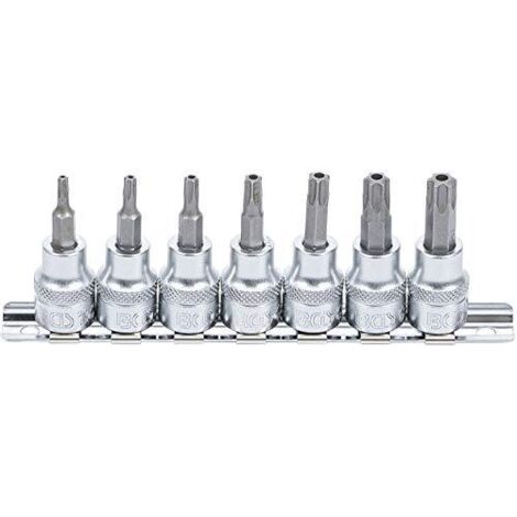 Serie di chiavi a bussola  10 mm (3/8")  profilo a T (per Torx) con alesatura T15 - T50  7 pz.