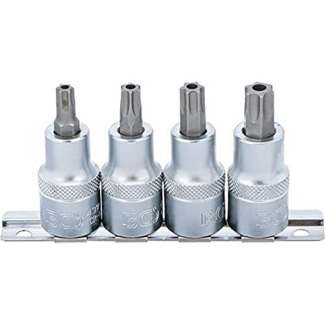 Serie di chiavi a bussola  12,5 mm (1/2")  profilo a T (per Torx) con alesatura T40 - T55  4 pz.