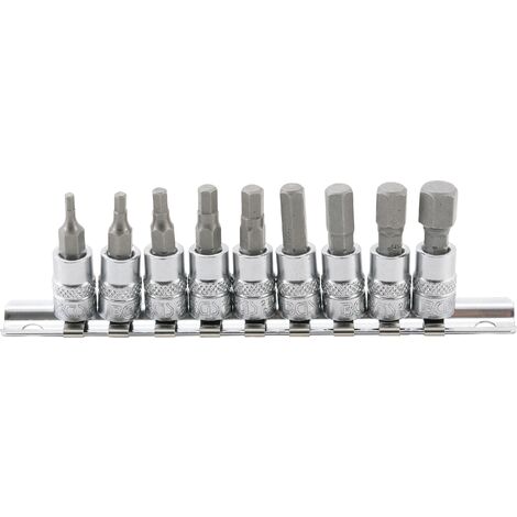 BGS TECHNIC Serie di chiavi a bussola 6,3 mm (1/4") esagono interno 3/32" - 3/8" dimensioni in pollici 9 pz.