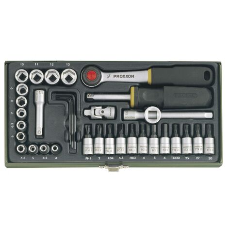 Serie di chiavi a bussola con cricchetto da 1/4" 36 pz Proxxon 23080