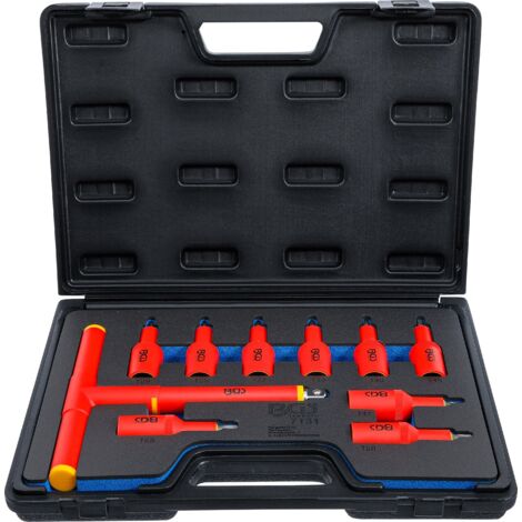 Serie di chiavi a bussola per elettricisti  12,5 mm (1/2")  profilo a T (per Torx) T20 - T55  10 pz.