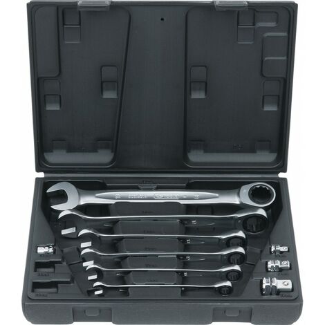 Serie di chiavi a cricco combinate GEAR 10pz.8-19mm,c.adattatore