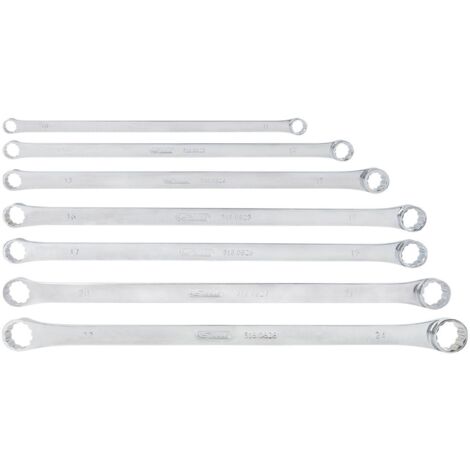 Serie di chiavi poligonali a 2 bocche CHROME extra lunghe,7pz.10x11-22x24mm