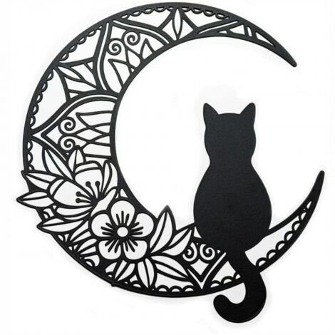 Serie di gatti in metallo appeso a parete Pussycat Pendente da parete creativo in ferro battuto Animale Pussycat, Moon Kitten