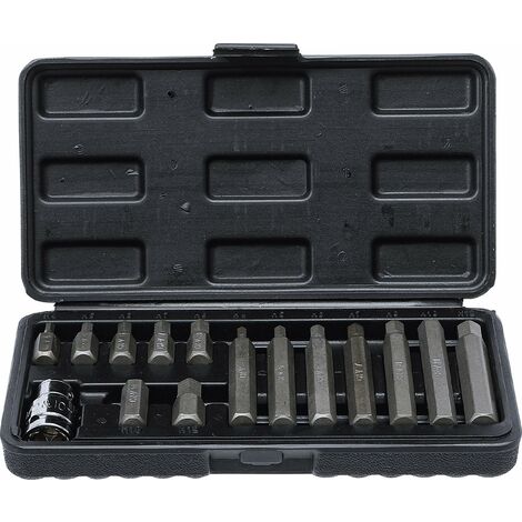 Serie di inserti  attacco esagono esterno 10 mm (3/8")  esagono interno  15 pz.