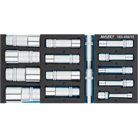 Serie di inserti chiave a bussola 163-459/15 ∙ Attacco quadro, cavo, 1/2 di pollice (12,5 mm) ∙ Profilo trazione esagono esterno ∙ 15-pezzi ∙ 10 – 32