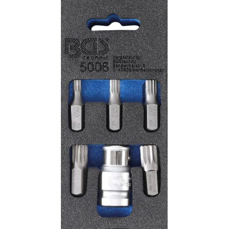 Serie di inserti per cacciavite  attacco esagono esterno 10 mm (3/8")  poligonale interno (per XZN) 6 pz.