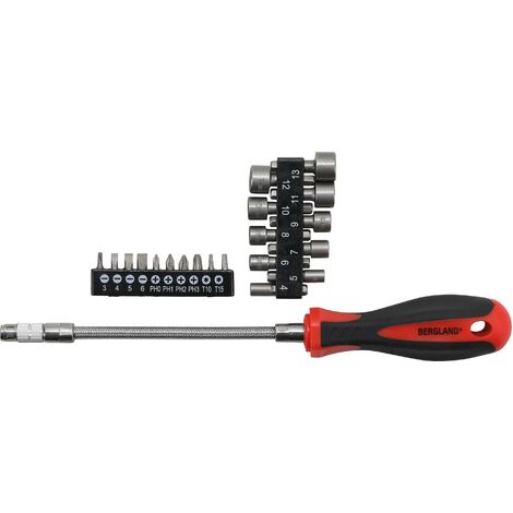 BGS TECHNIC Serie di inserti per cacciavite con gambo flessibile 31 pz.