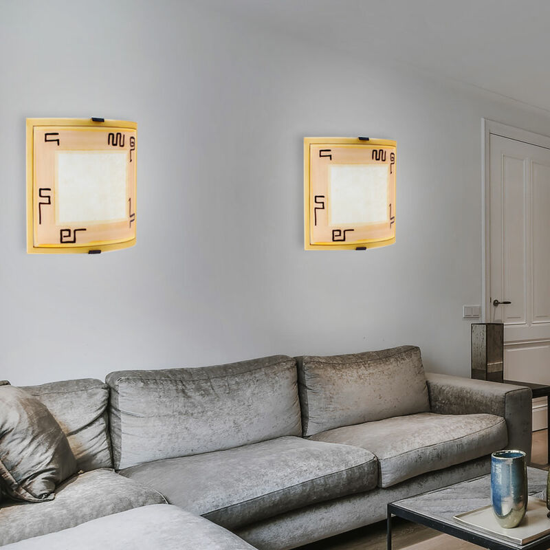 Image of Set di 2 lampade da parete a soffitto che illuminano la sala studio con luci in vetro in un set che include lampadine a LED