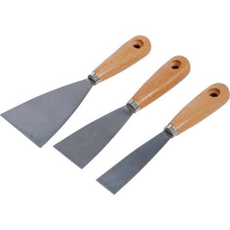 Serie di spatole  Manico in legno  30 / 50 / 80 mm  3 pz.