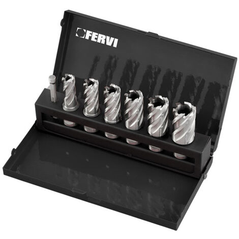 Serie di tazze a carotare FERVI F011/6 con attacco WELDON - 12÷22 mm - 7 pz