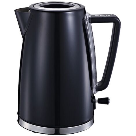 Serie Leonidas Edelstahl Wasserkocher 1,7 Liter 2200 Watt 360 Grad Kontaktsockel Schwarz
