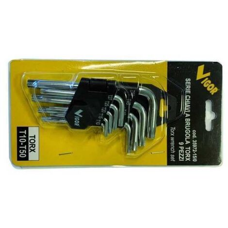 Serie Llave Allen Vigor Torx 9 Pzas con Soporte T10 - T50