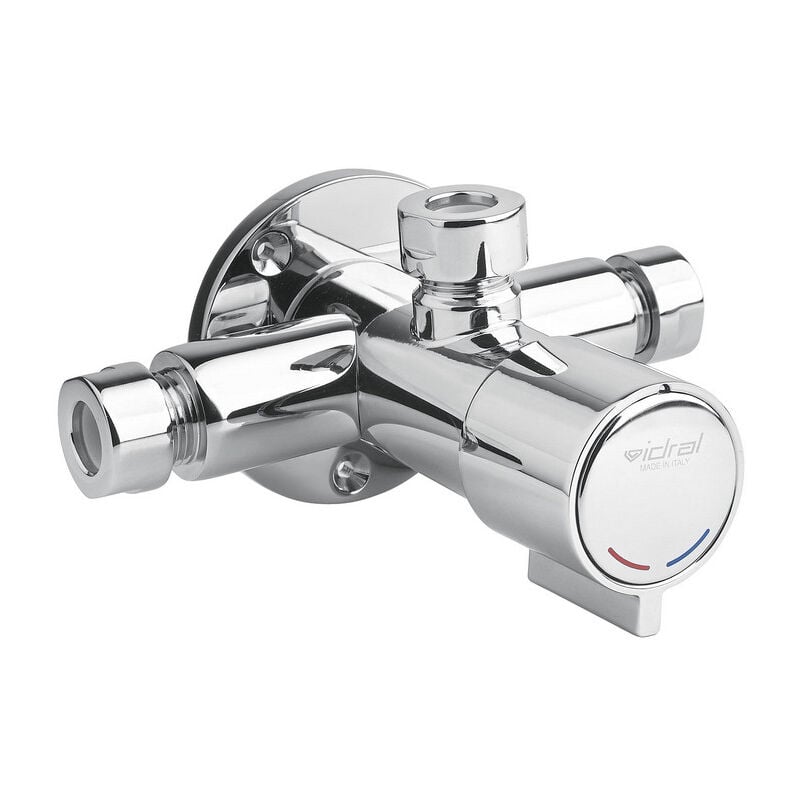 Série MINIMAL mitigeur mural de douche temporisé avec commande par bouton-poussoir et alimentation externe - Idral