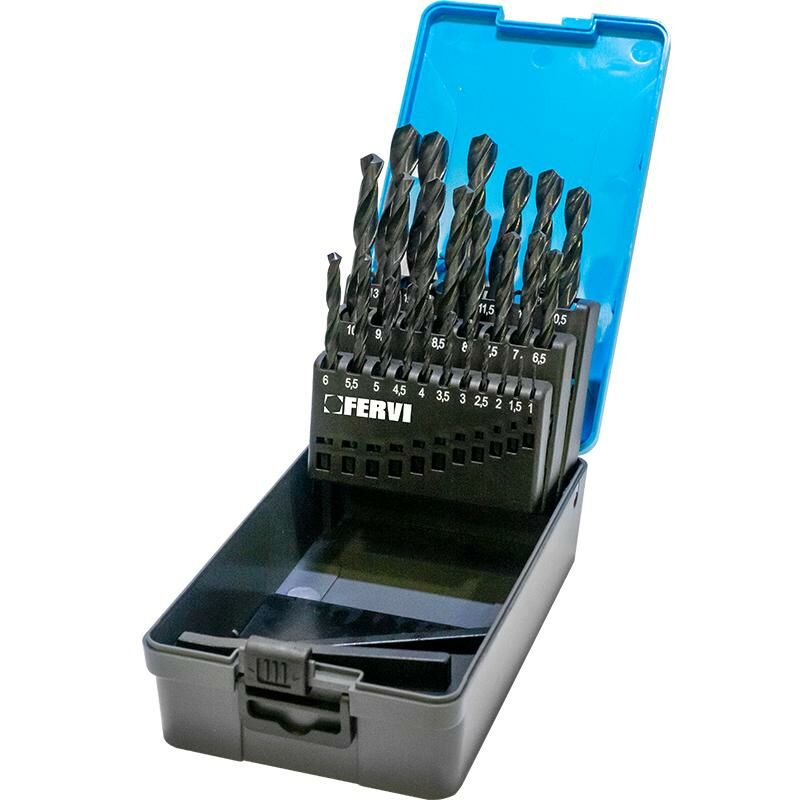 Fervi - Serie 25 pz punte hss rullate x trapano 1-13 mm acciaio metallo ferro p046