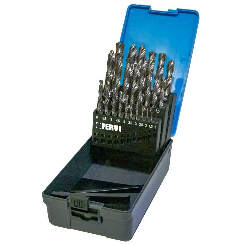 Serie 25 punte elicoidali cilindriche 1 - 13 mm hss x ferro Fervi p023/25