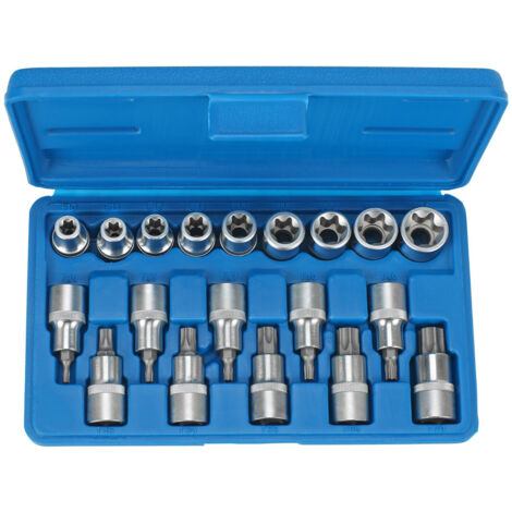 SERIE SET 19pz CHIAVI A BUSSOLA 1/2" INSERTO TORX SENZA FORO E TORX-E CONDOR