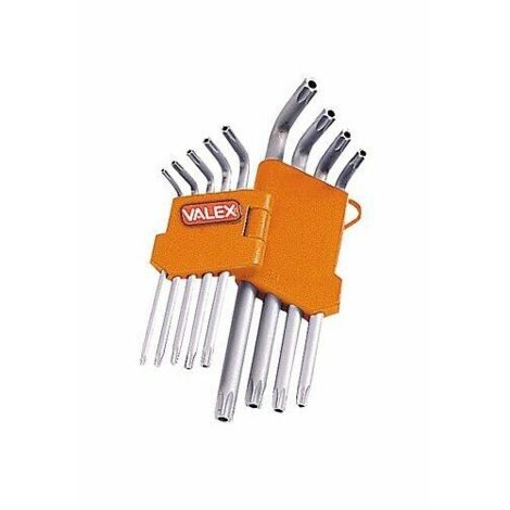 Serie set 9 pezzi chiavi maschio resistorx piegate chiavi torx valex 1461693