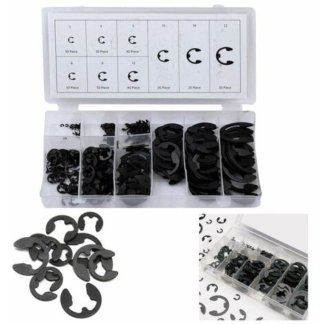 SERIE SET KIT ASSORTIMENTO 300 ANELLI SEEGER RONDELLE ELASTICO E-CLIPS