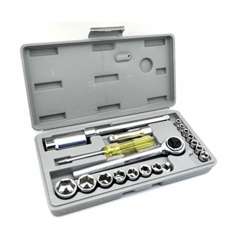 Image of Serie set kit chiavi a bussola cricchetto 21 pezzi in cassetta chiave