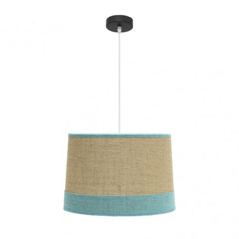 Série Tietar lampe suspendue de sac avec bordure turquoise FABRILAMP