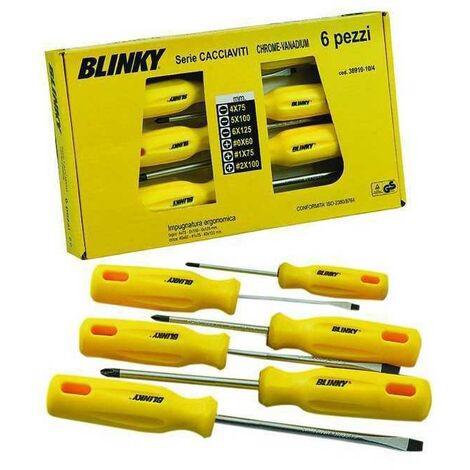 Série Tournevis Blinky Crv, coupe + croix, lot de 6