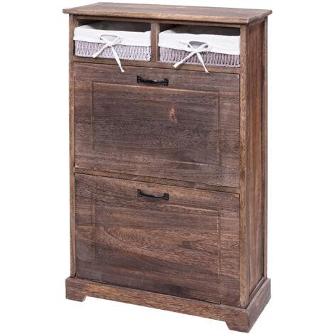 Serie Vintage scarpiera decorativa doppia anta HHG-670 legno paulonia marrone