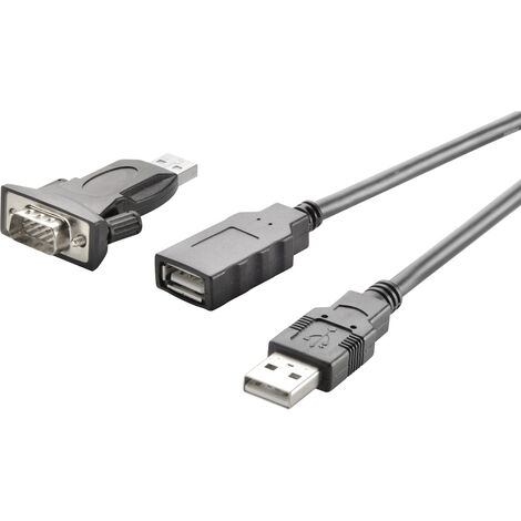 DIGITUS Seriell, USB 2.0 Anschlusskabel [1x USB 2.0 Stecker A - 1x D-SUB-Stecker 9pol.] 1.00 m vergoldete S