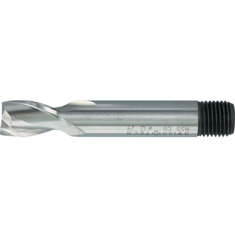 SwissTech 18.00MM HSS-Co 8% Threaded Shank Short Series Slot Drills - Uncoated