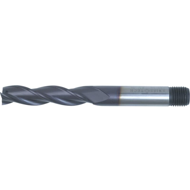 Swisstech - 12.00MM HSS-Co 8% 3 Flute Threaded Shank Long Series Slot Drills - TiA